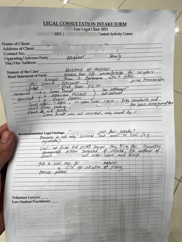 Client intake assistance