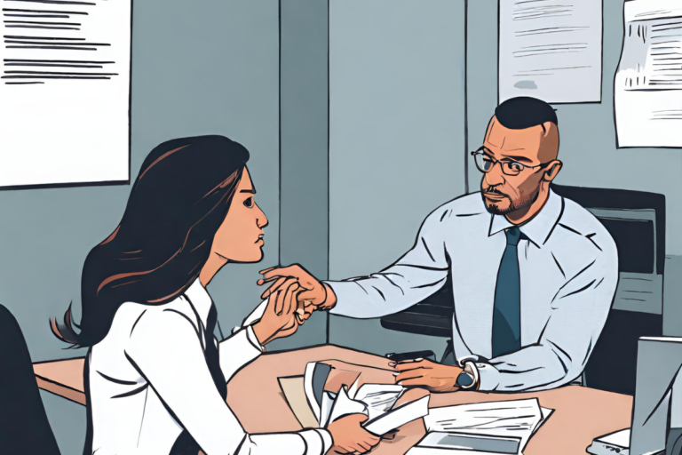 a boss using his position to ask illicit favors from a woman employee in exchange of favors in the workplace