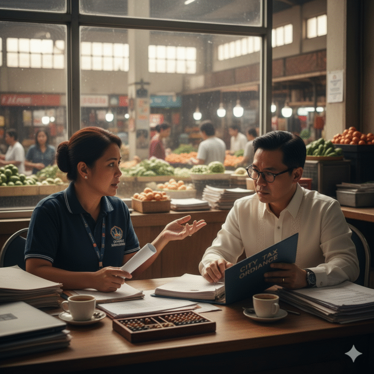 an administrator of a city public market asking for a legal opinion about a city tax ordinance